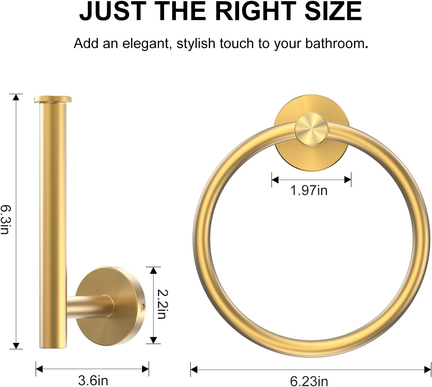 Bathroom Hardware Set, Gold 304 Stainless Steel Hand Towel Ring Bathroom Accessories Set