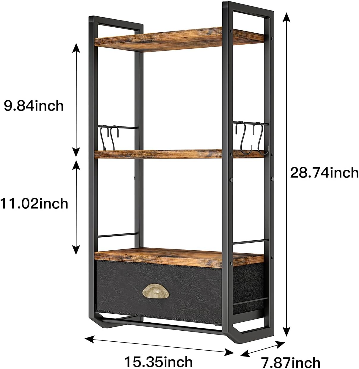 Bathroom Storage Organizer Wall Mounted, 3 Tier Bathroom Towel Rack Shelf with Storage Drawer Double Towel Bars and Hooks