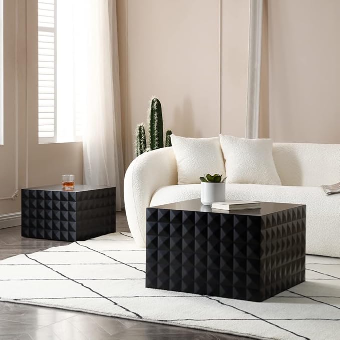 Modern Nesting Coffee Table, Square Coffee Table Set of 2