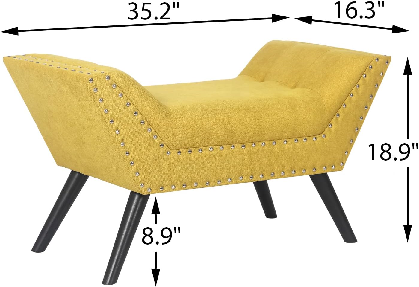 Modern Upholstered Fabric Ottoman Bench Tufted Entryway Accent Bench