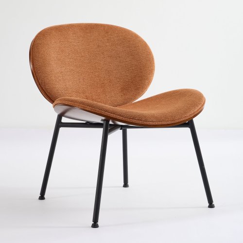 JPJPUU Mid-Century Modern Shell Chair Single Side Chair Tripod, Orange fabric Lounge Chair in Walnut Finish Comfortable Backrest