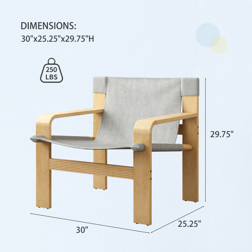 JPJPUU Detachable and washable Oak Accent Chair Wide Armrest Mid-Century Lounge Chair Linen Fabric Armchair & Solid Wood Frame for Living Room, Bedroom, Balcony