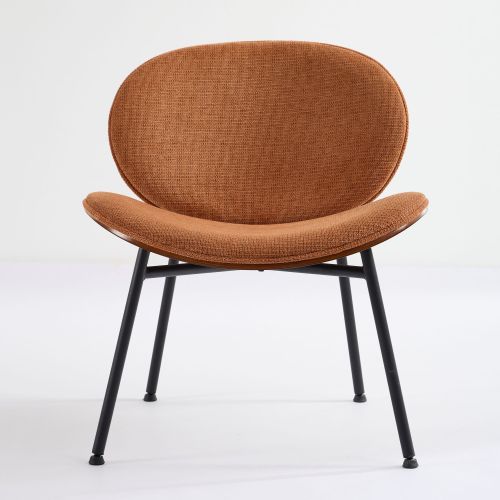 JPJPUU Mid-Century Modern Shell Chair Single Side Chair Tripod, Orange fabric Lounge Chair in Walnut Finish Comfortable Backrest