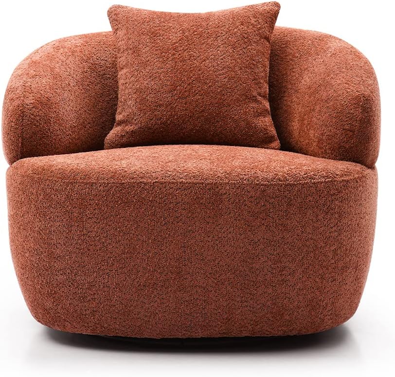 Curved Sofa Couch, 35" Modern Single Seat Sofa Chair, Upholstered Boucle Sofa