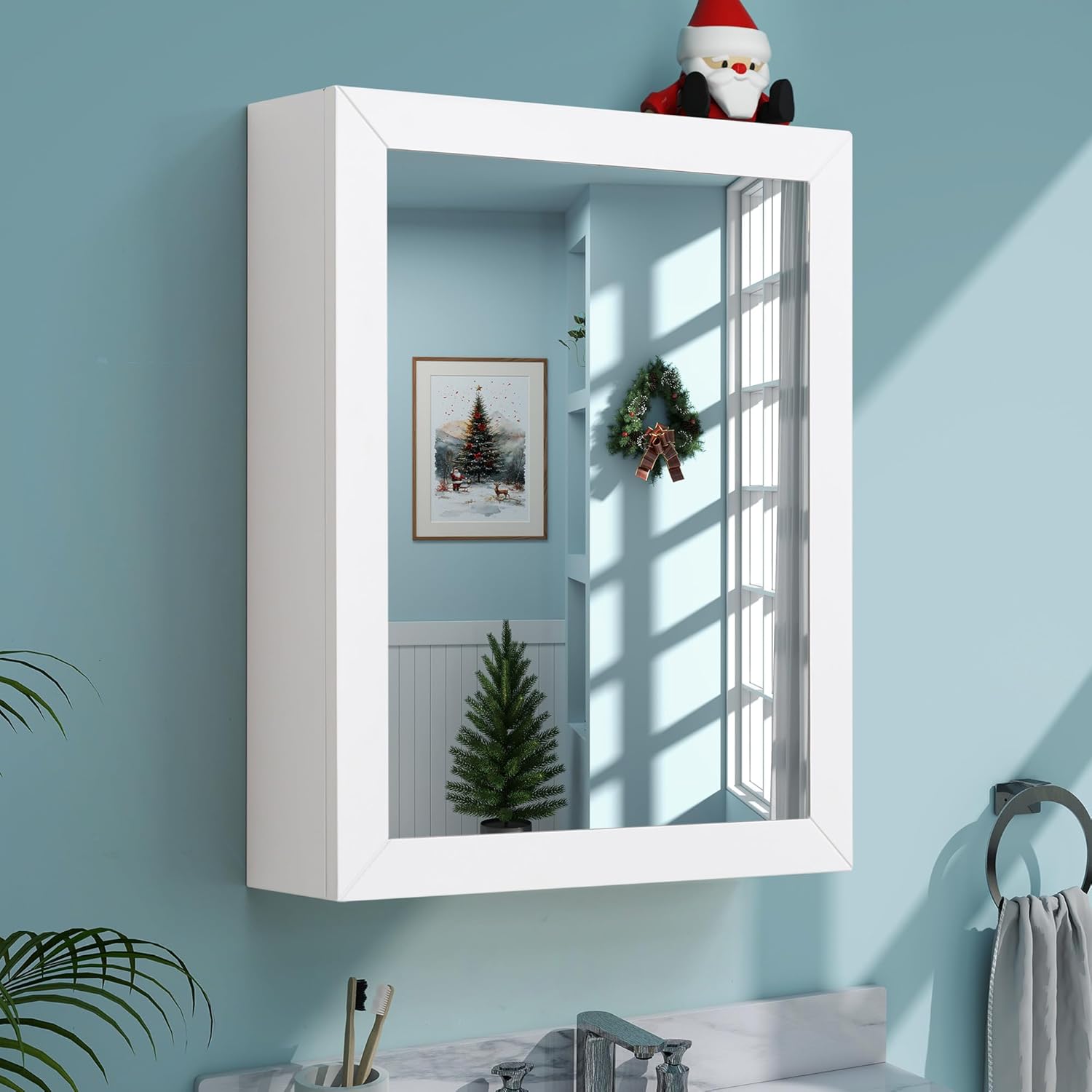 Bathroom Mirror Cabinet - Large Single Door 24x30 inchs Wall Cabinet Bathroom Vanity Mirror Cabinet