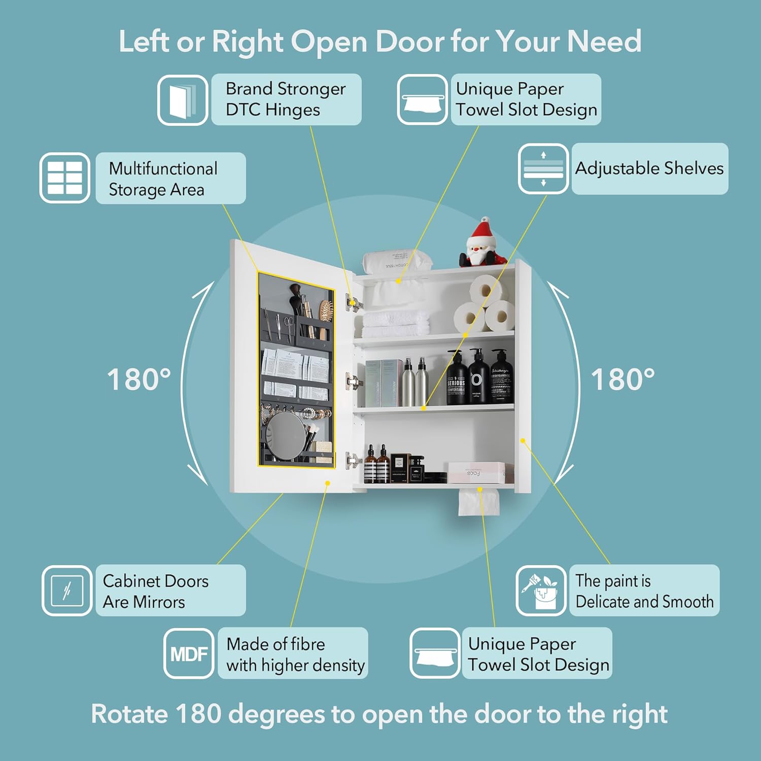 Bathroom Mirror Cabinet - Large Single Door 24x30 inchs Wall Cabinet Bathroom Vanity Mirror Cabinet