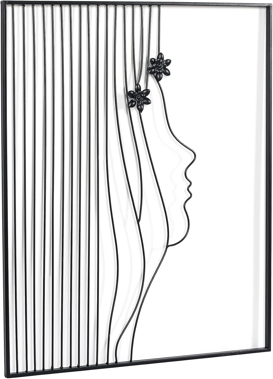 Minimalist Wall Decor Framed Abstract Wall Art, 19 x 23 inch Black Metal Line Home Decor