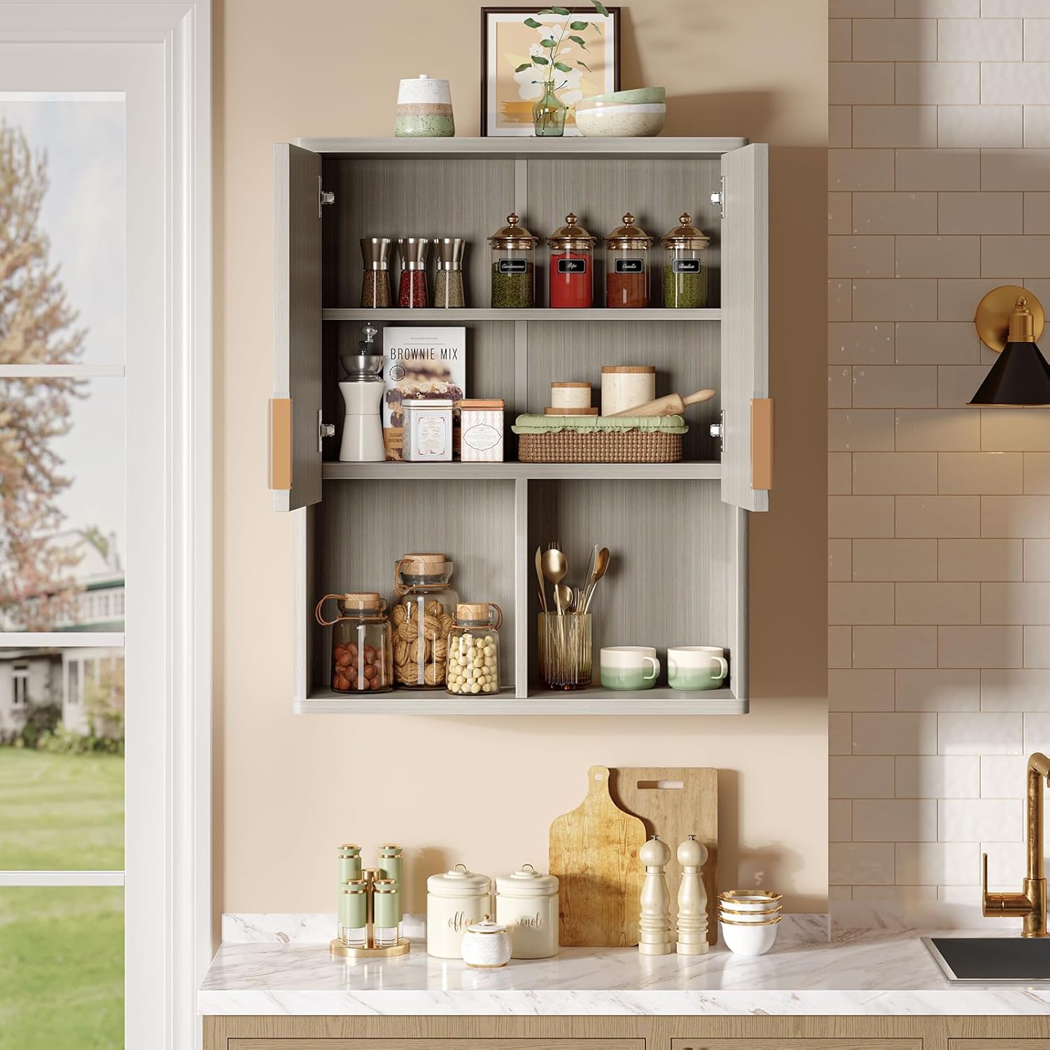 Fluted Bathroom Wall Cabinet Over The Toilet Storage, 23"x 29" Medicine Cabinet with Adjustable Shelf