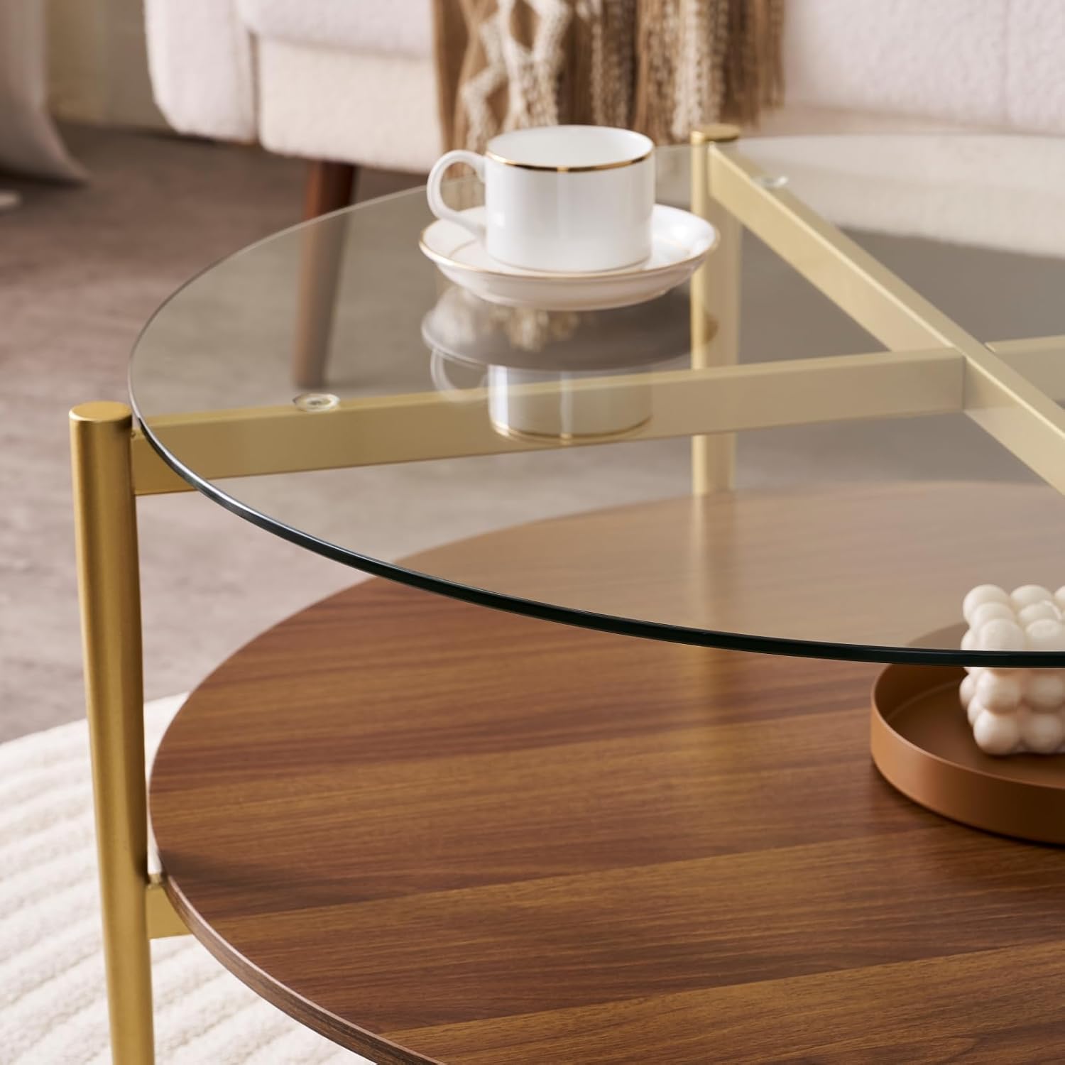 Round Coffee Table, Mid-Century Modern Design, D30“ x H17”, for Living Room