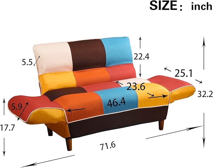 Sleeper Sofa Couch Bed, Small Space Colorful Sleeper Bed with Pillows