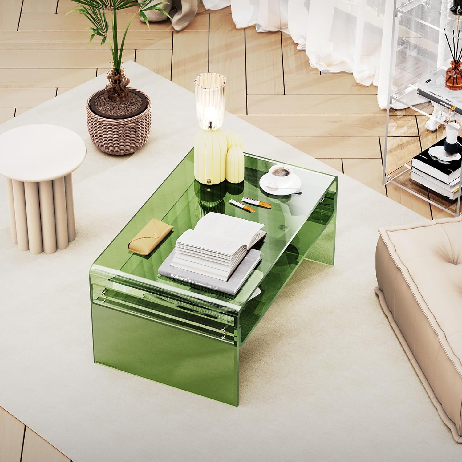 Acrylic Coffee Table for Living Room Clear Rectangle Lucite Table