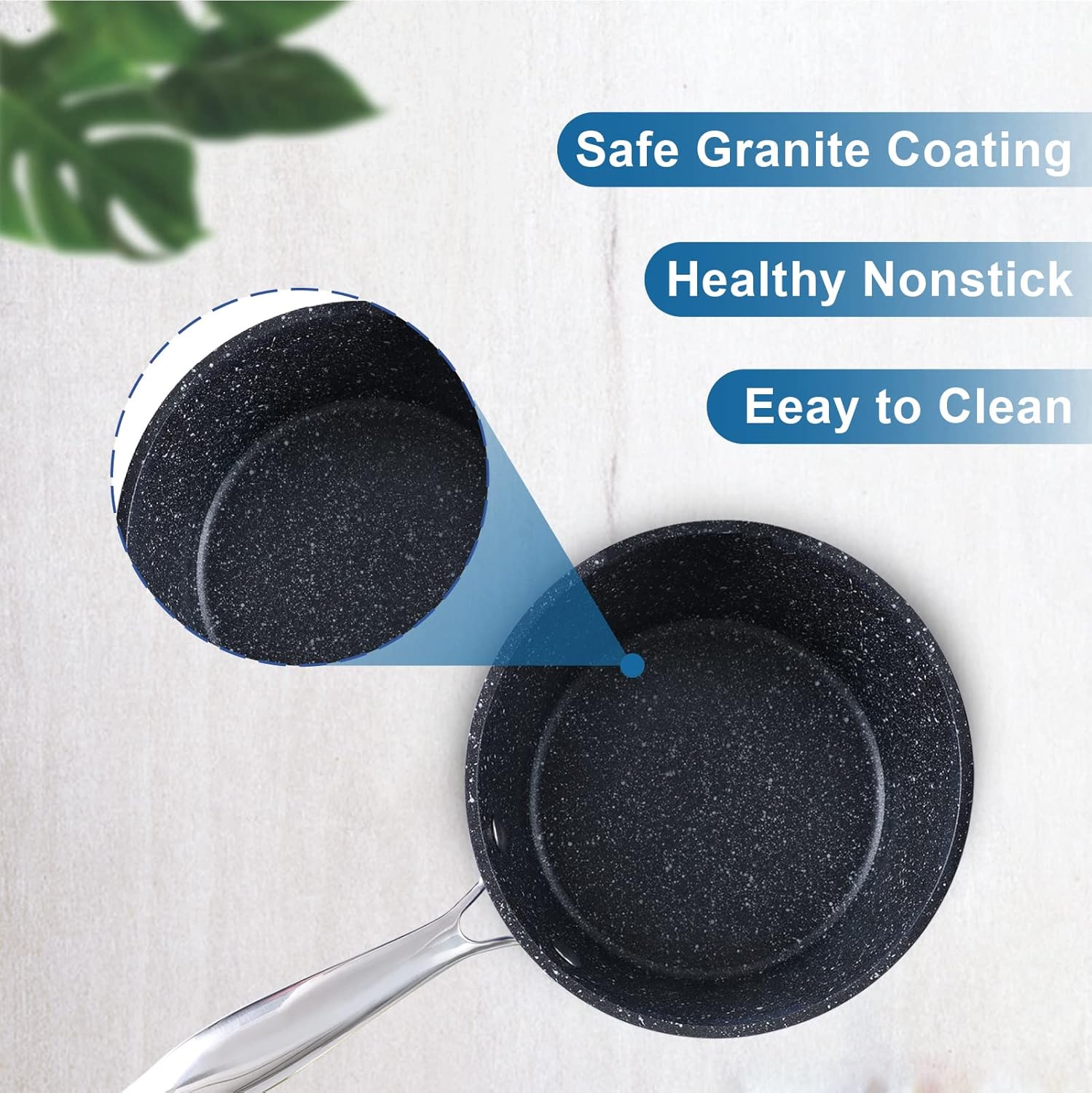 Kitchen Cookware Sets - 15 Piece Nonstick Pots and Pans Sets with Granite Hammered for Induction & Dishwasher Safe, Oven, Stovetop, Blue