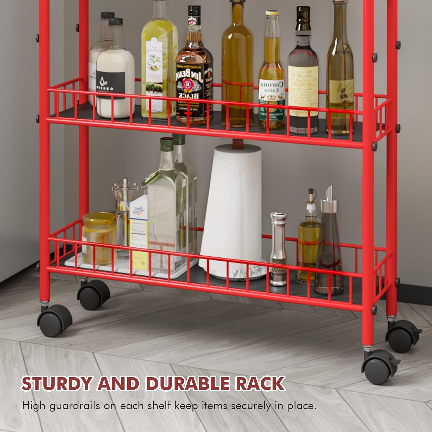 Slim Rolling Storage Cart 6 Tier, Metal Kitchen Storage Cart, Rolling Utility Cart with Lockable Wheels for Bathroom