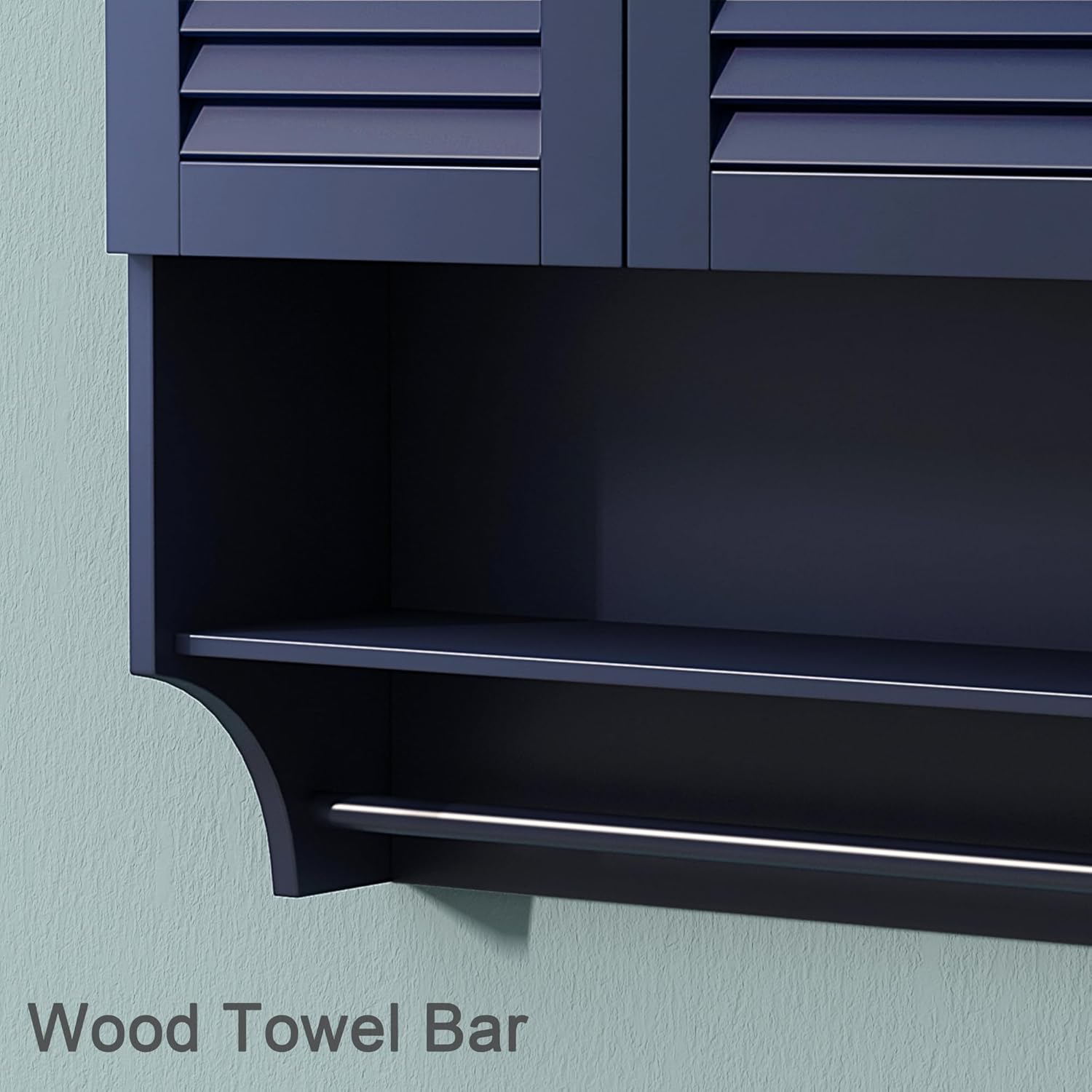 Bathroom Wall Cabinet with Towels Bar, 23.6" L x8.9 W x29.3 H MDF Material Medicine Cabinet