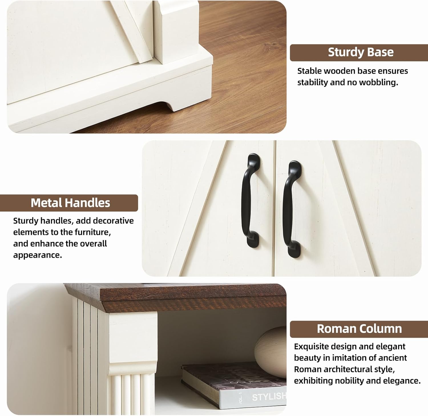 Farmhouse Bathroom Storage Cabinet, Wooden Storage Organizer, Bathroom Floor Cabinet with 2 Doors & Adjustable Shelf
