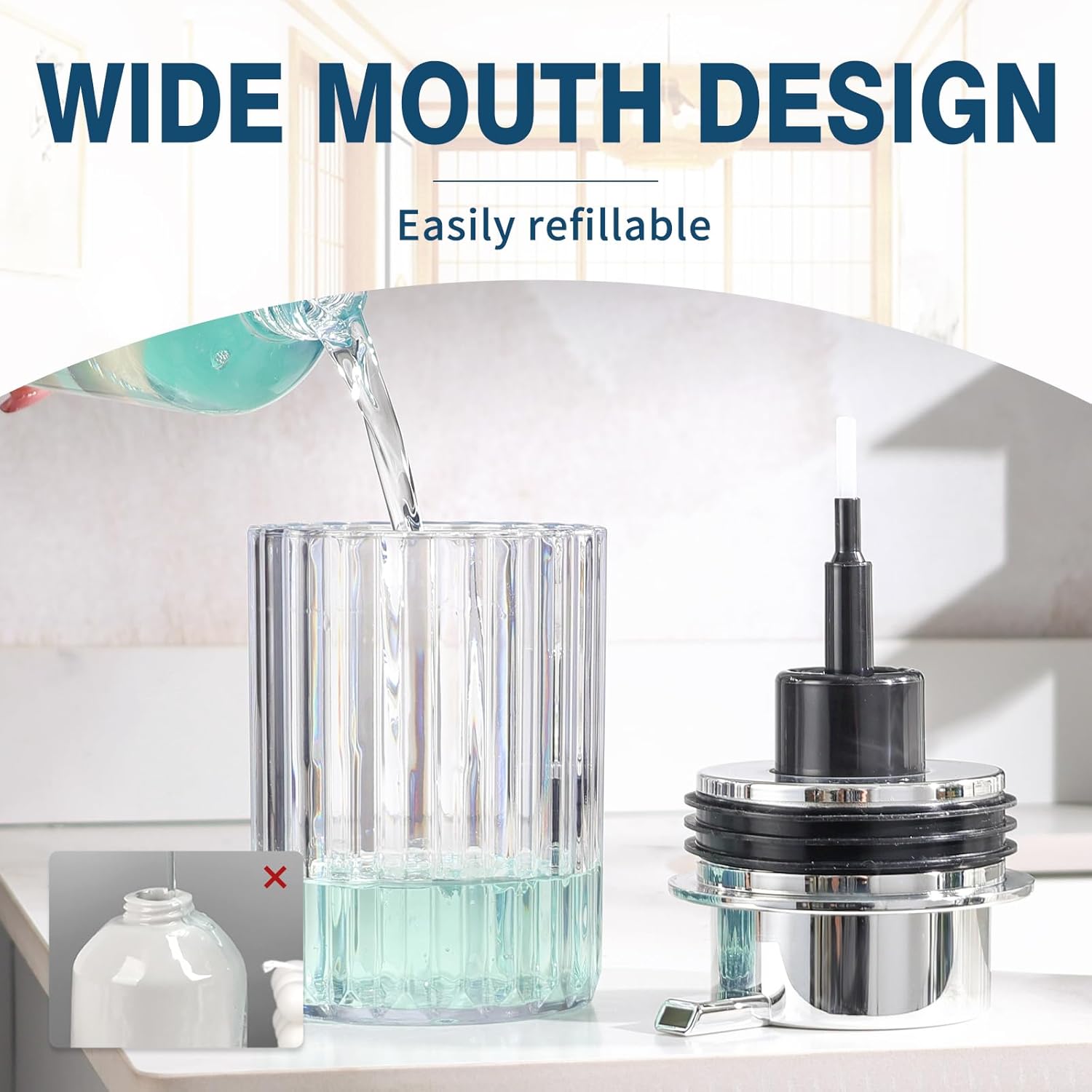 Foaming Soap Dispenser Plastic Clear Hand Soap Dispenser Bathroom Foam Dish Soap Dispenser, Small Transparent Reusable Lotion Dispenser