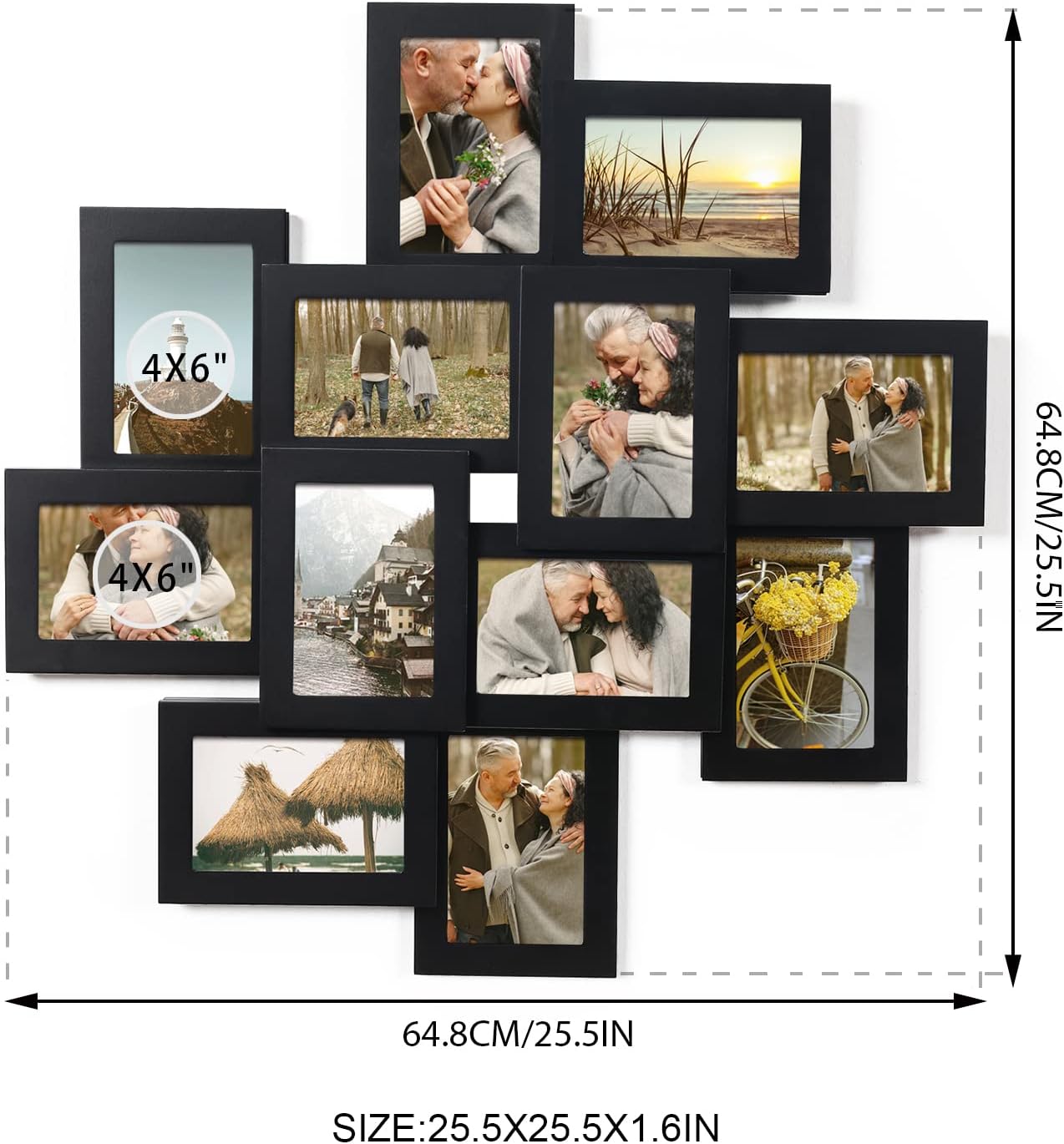 Decorative Handcrafted Wood Wall Hanging Collage Picture Frame