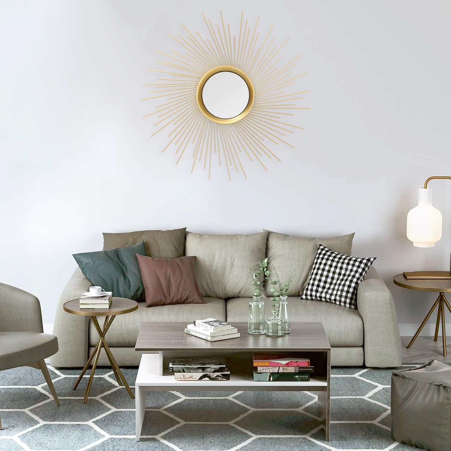 Sunburst Gold Mirrors 24.6" for Wall, Large Metal Decorative Entry Wall-Mounted Mirrors