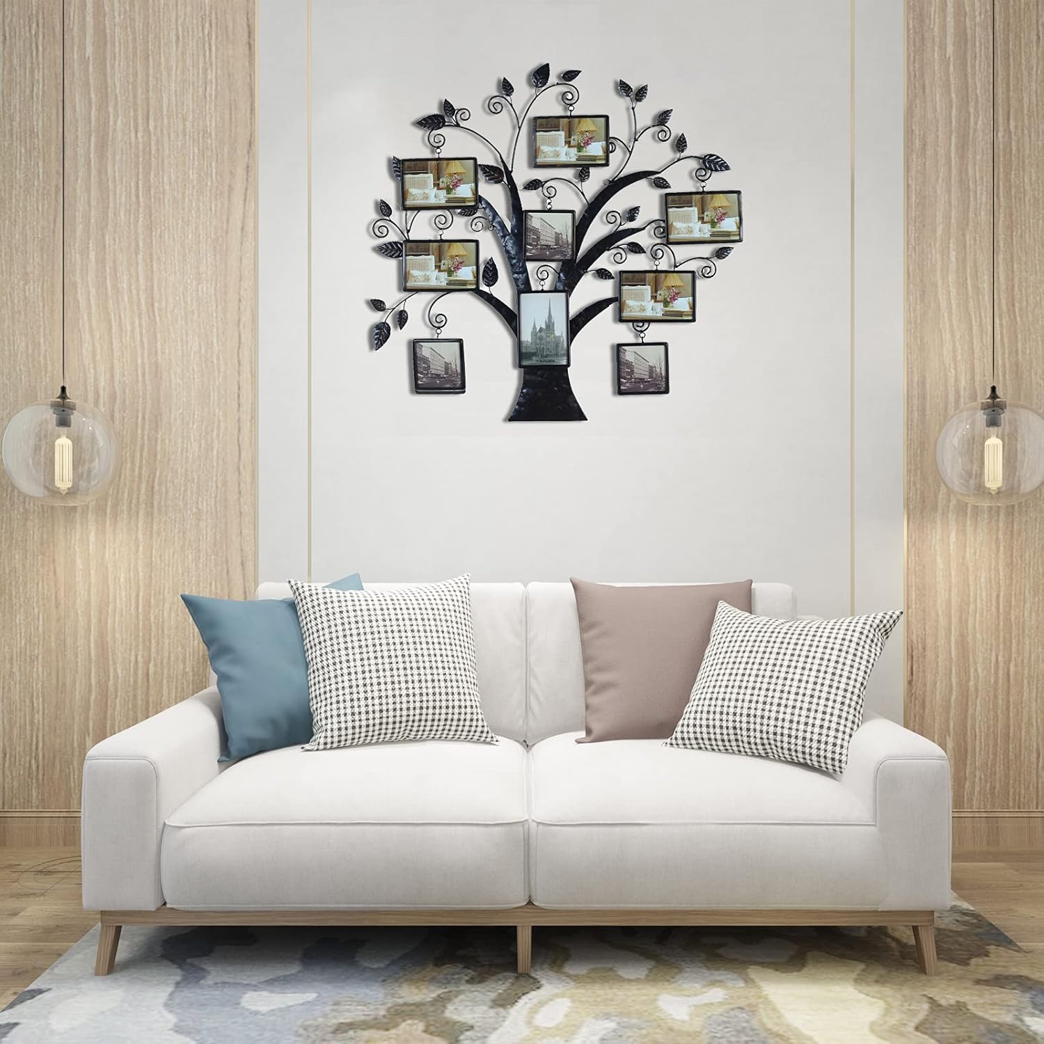 Decorative Metal Wall Hanging Collage Picture Frame with 9 Openings