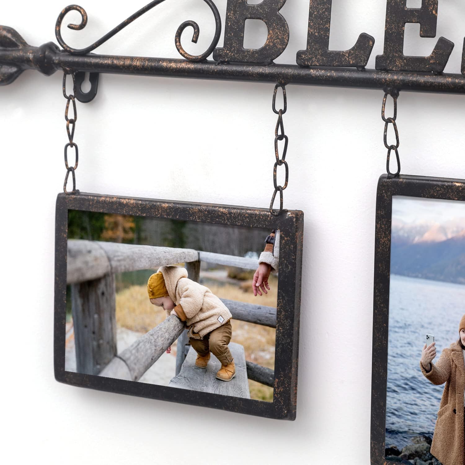 4 x 6 Metal Photo Frame Decorative Wall Hanging Collage Picture Frame with 3 Openings