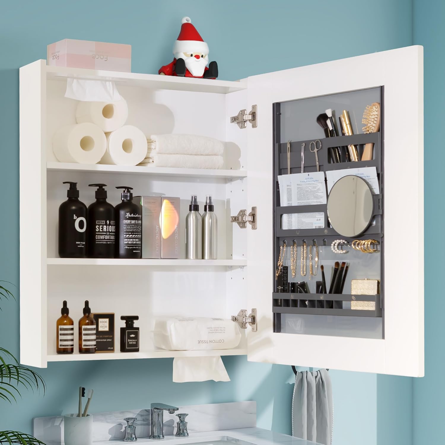 Bathroom Mirror Cabinet - Large Single Door 24x30 inchs Wall Cabinet Bathroom Vanity Mirror Cabinet