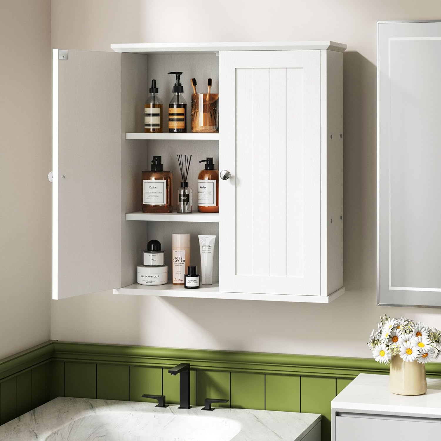 Bathroom Cabinet Wall Medicine Mount for Storage Over Toilet Mounted Kitchen Small Hanging Laundry Room Shelves