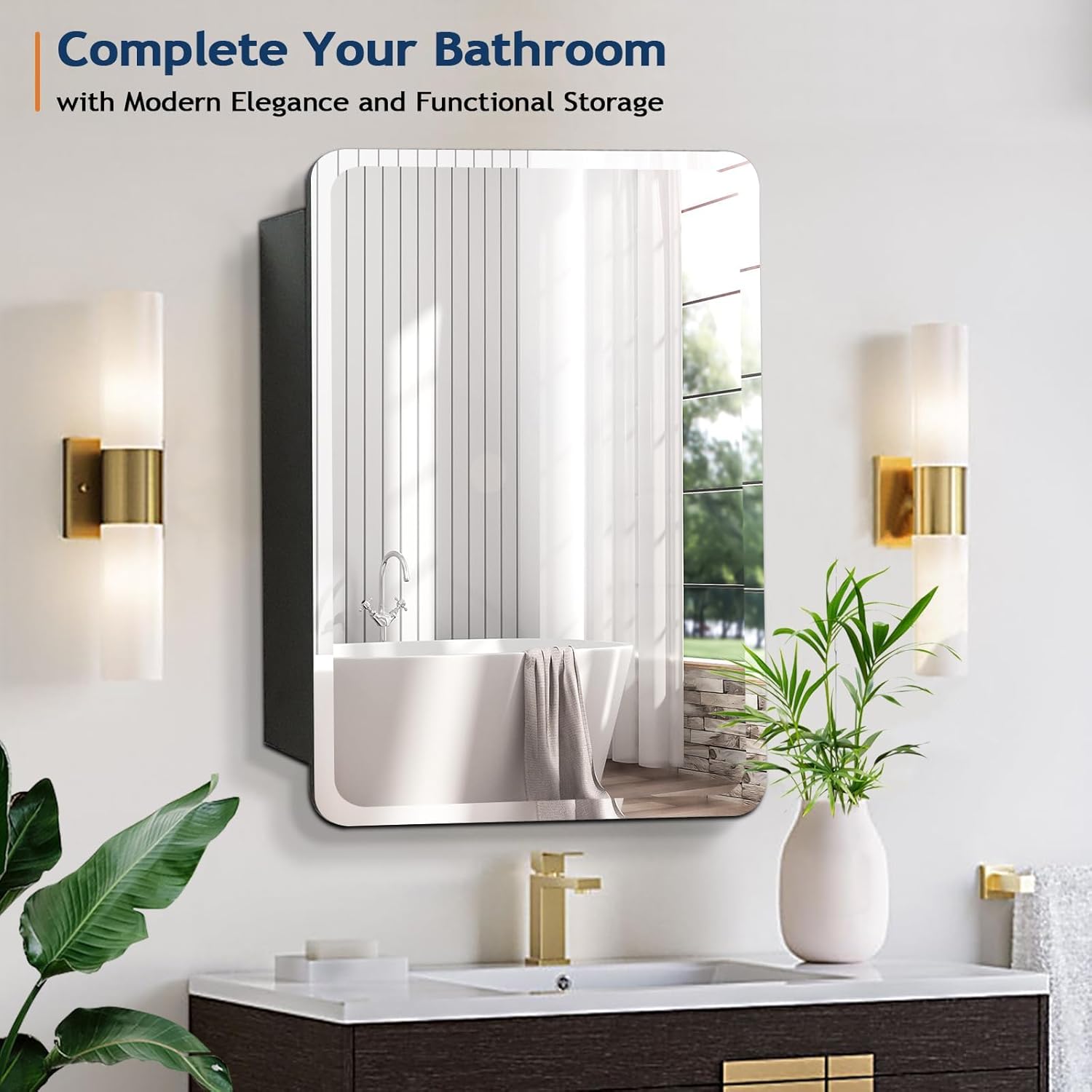 Black Medicine Cabinet Mirror for Bathroom, 20x30 Inch Small Recessed Medicine Cabinet or Surface Mount