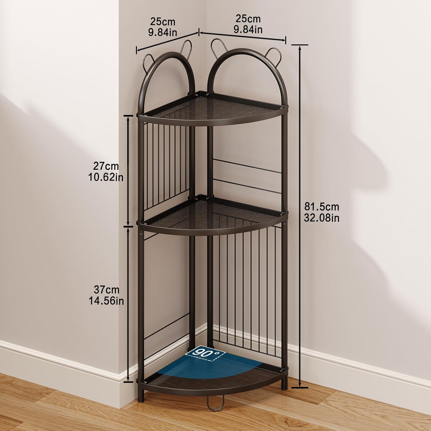Small Toilet Shelf Metal Toilet Paper Storage 3 Tier Corner Bathroom Shelf Tiny Corner Shelf Unit