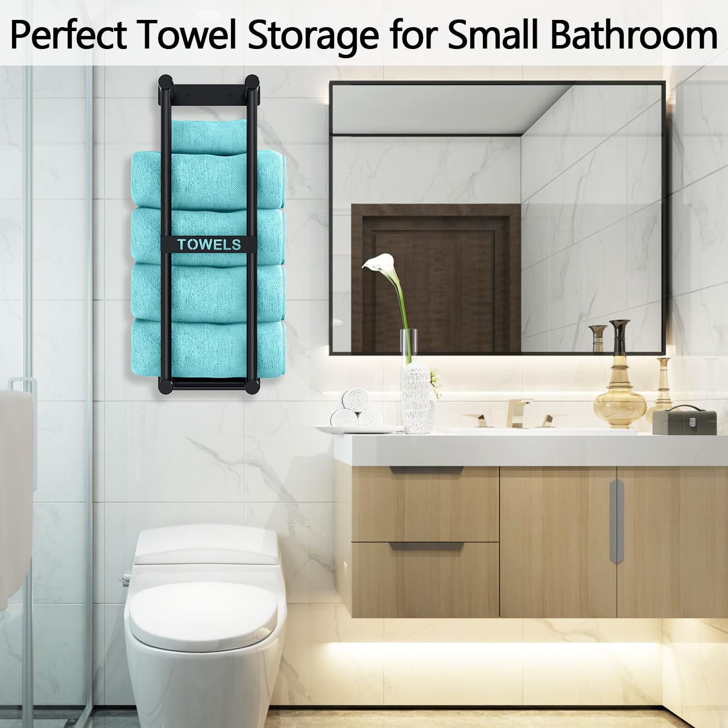 Towel Racks for Bathroom Can Holds 4 Large Towels, 22inch Wall Towel Rack for Rolled Towels