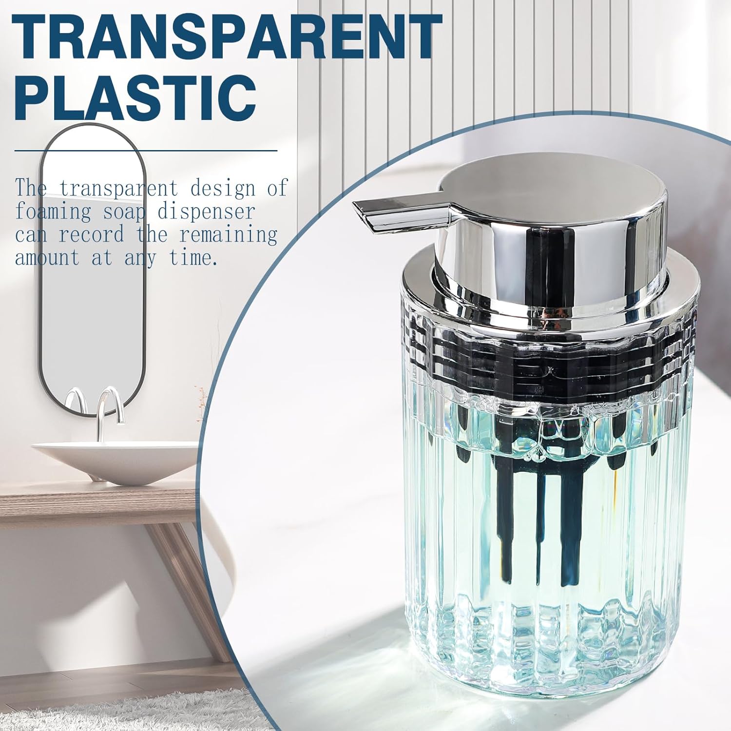 Foaming Soap Dispenser Plastic Clear Hand Soap Dispenser Bathroom Foam Dish Soap Dispenser, Small Transparent Reusable Lotion Dispenser