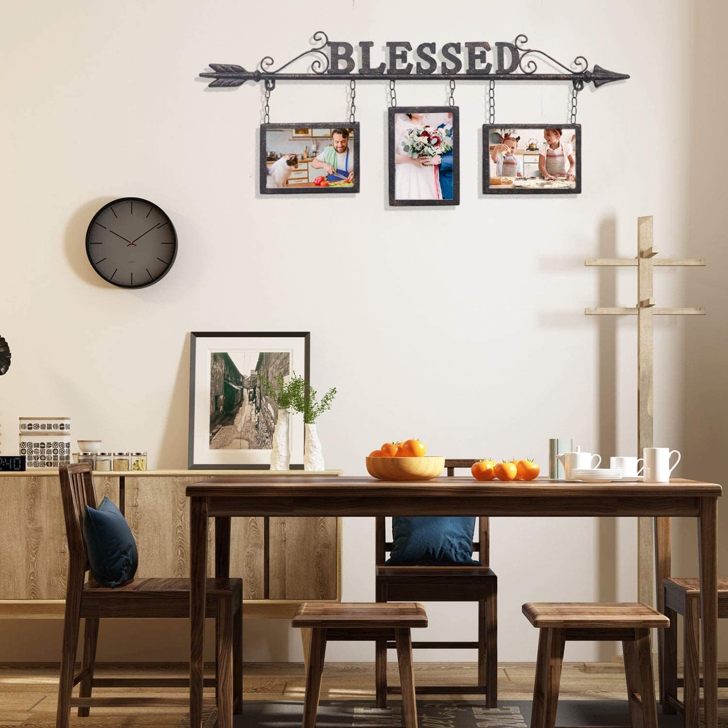 4 x 6 Metal Photo Frame Decorative Wall Hanging Collage Picture Frame with 3 Openings