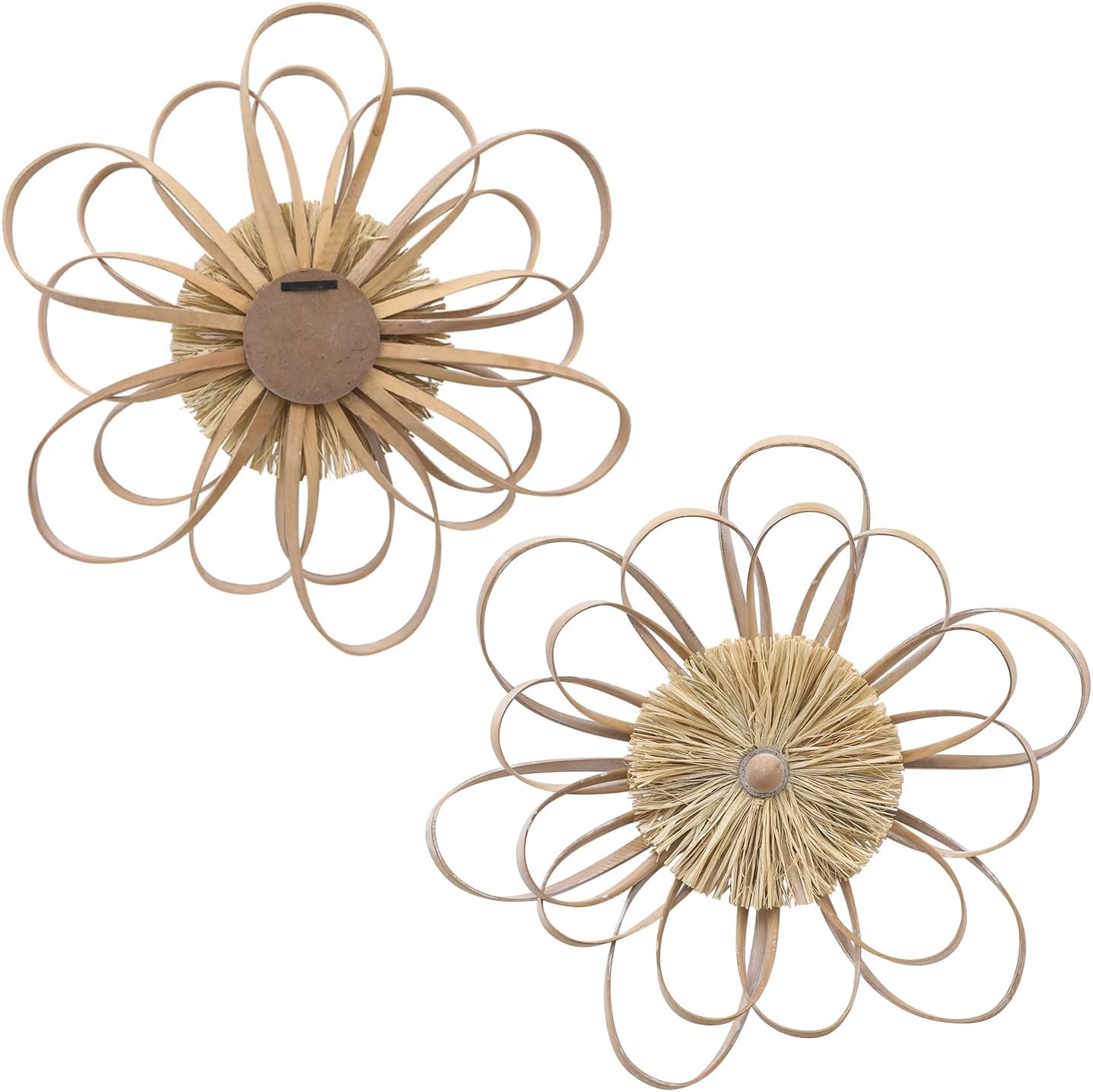 Large Metal Flower Wall Sculptures for Living Room, Bedroom, Bathroom (Wooden Flower)