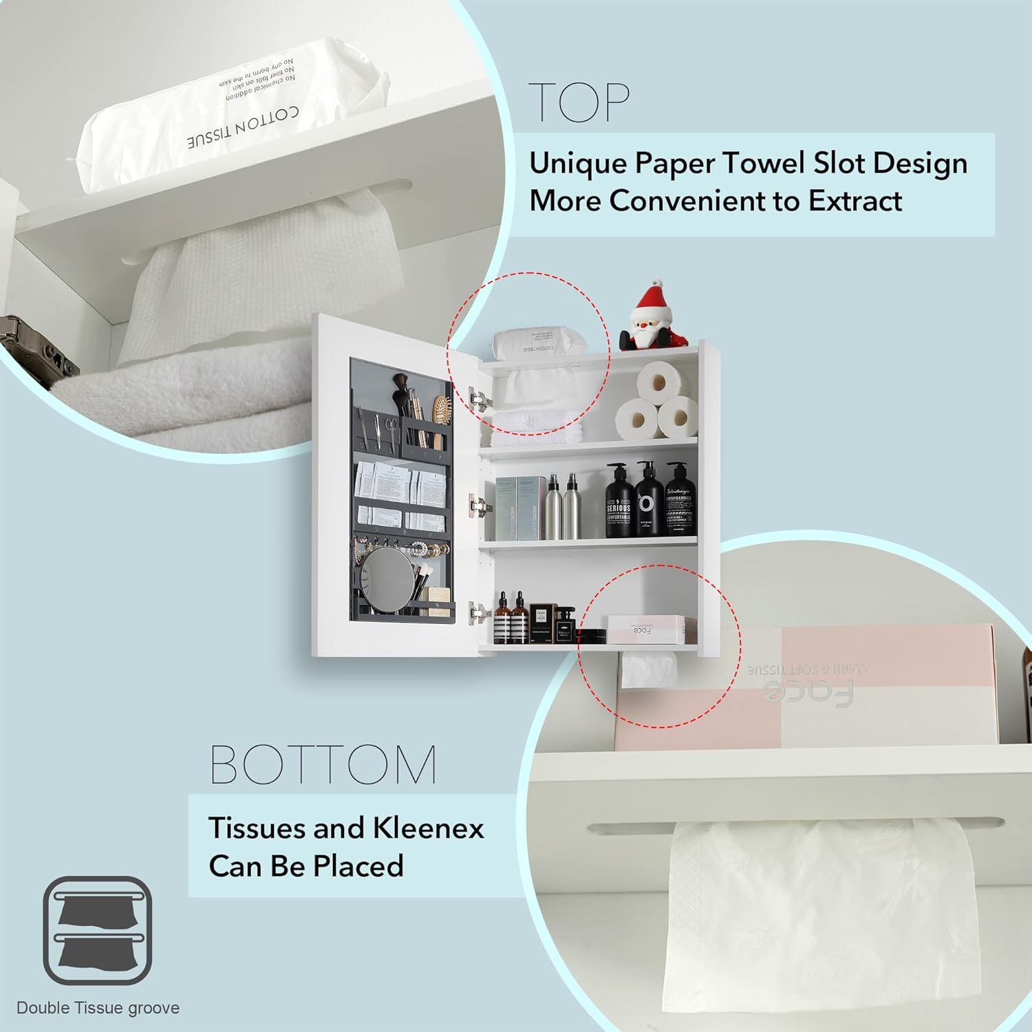 Bathroom Mirror Cabinet - Large Single Door 24x30 inchs Wall Cabinet Bathroom Vanity Mirror Cabinet