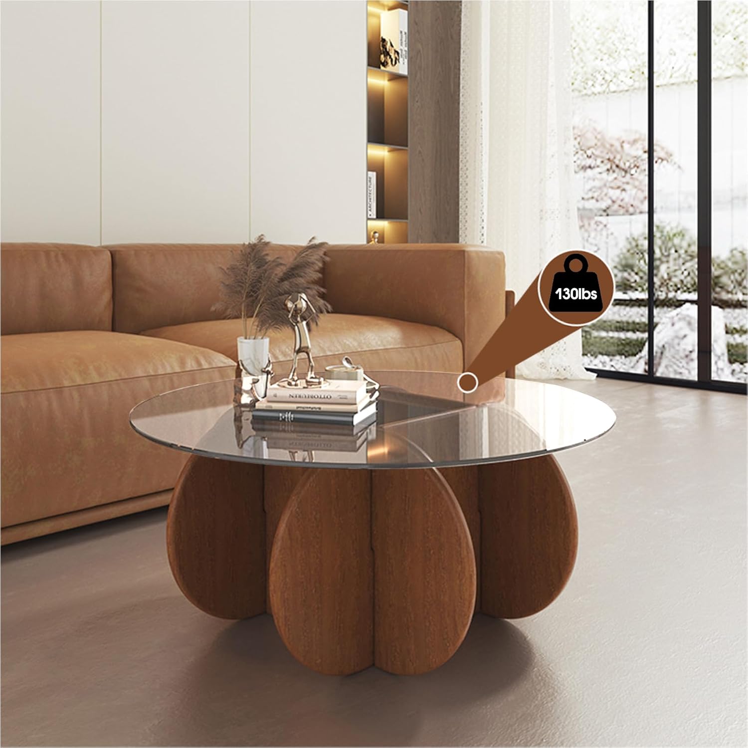 Glass Coffee Tables for Living Room Modern Elegant Round Coffee Table