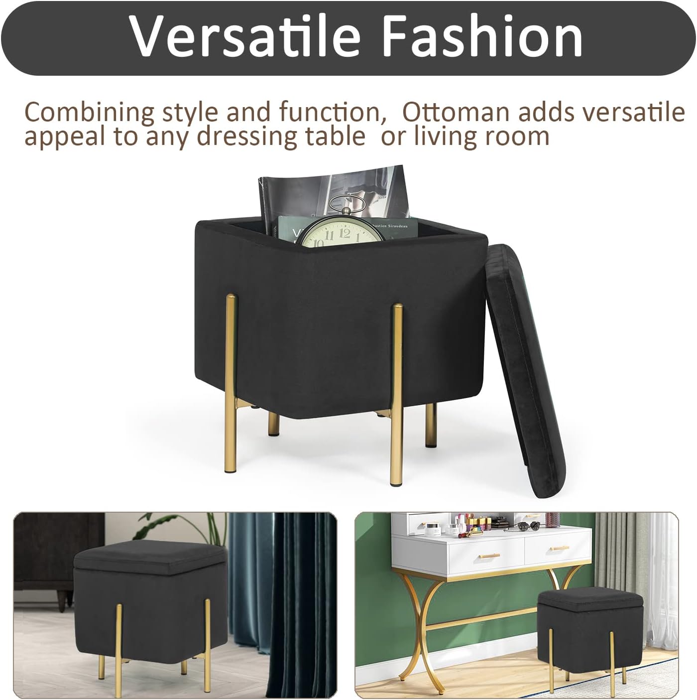 Upholstered Tufted Square Storage Ottomans