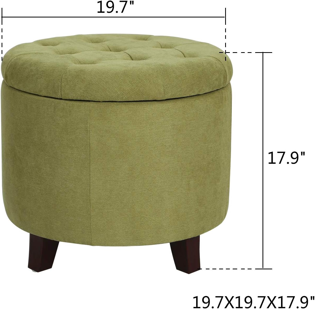 Fabric Cushion Round Button Tufted Lift Top Footstool