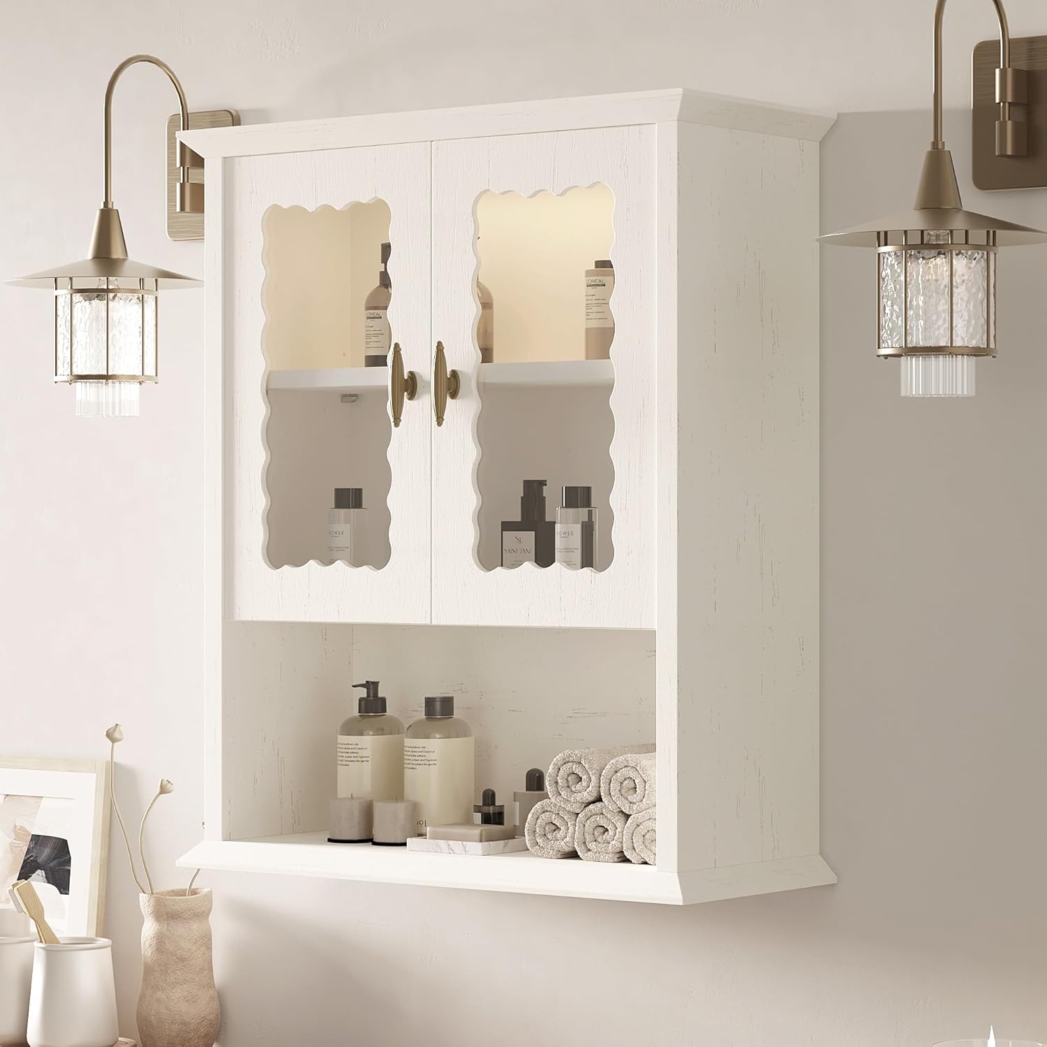 Bathroom Wall Cabinet with Motion Sensor Led Light, Over The Toilet Storage Cabinet