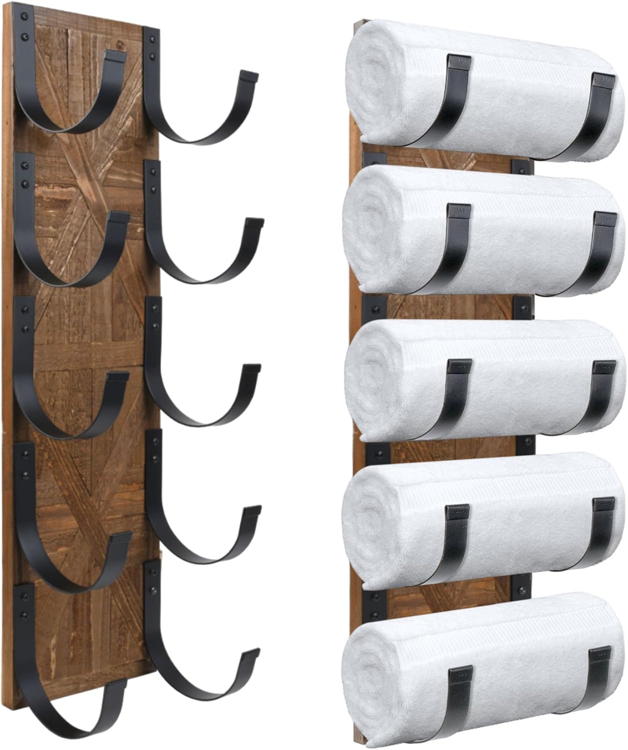 Rustic Farmhouse Towel Rack for Rolled Towels – Stunning Barn Wood Farmhouse Bathroom Decor