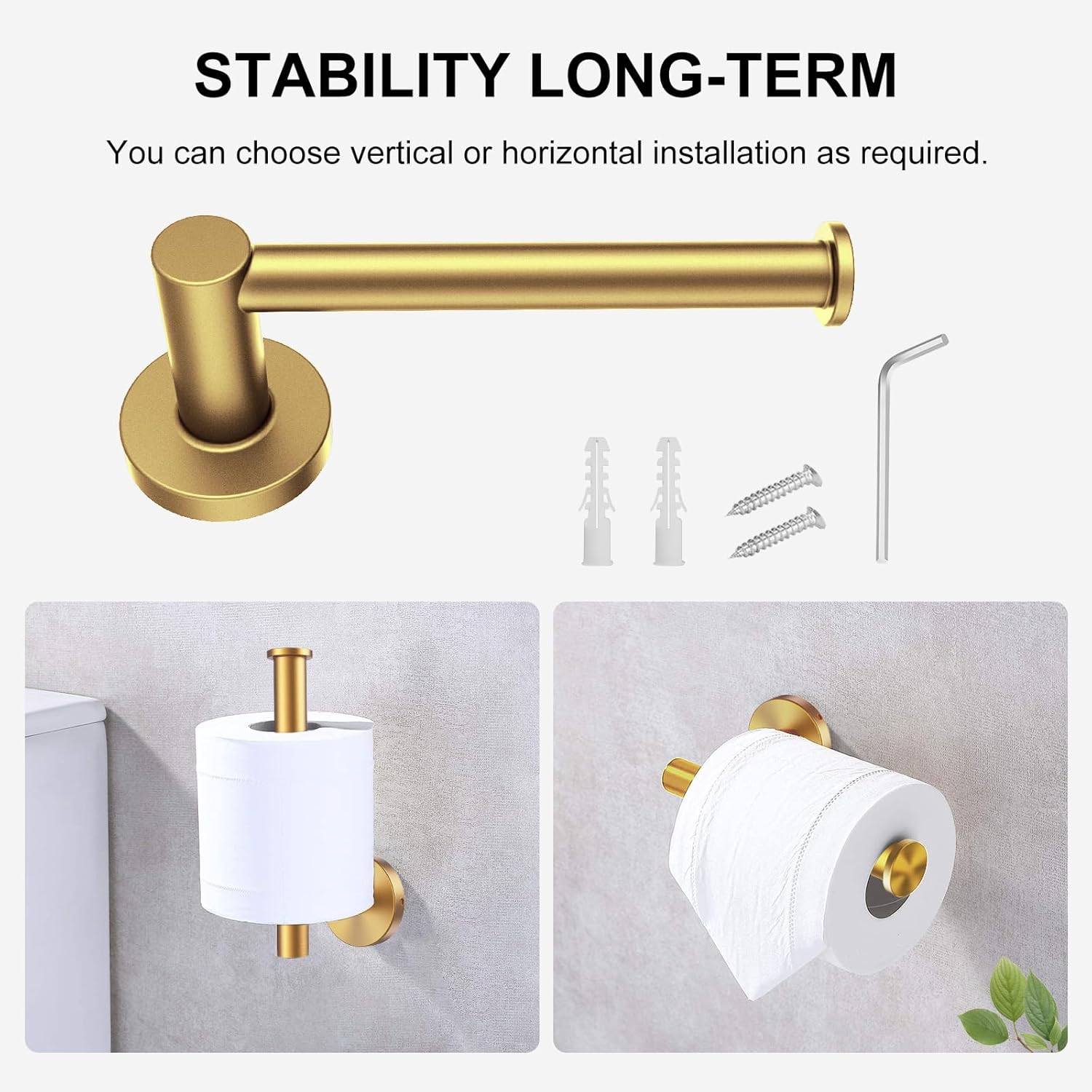 Bathroom Hardware Set, Gold 304 Stainless Steel Hand Towel Ring Bathroom Accessories Set