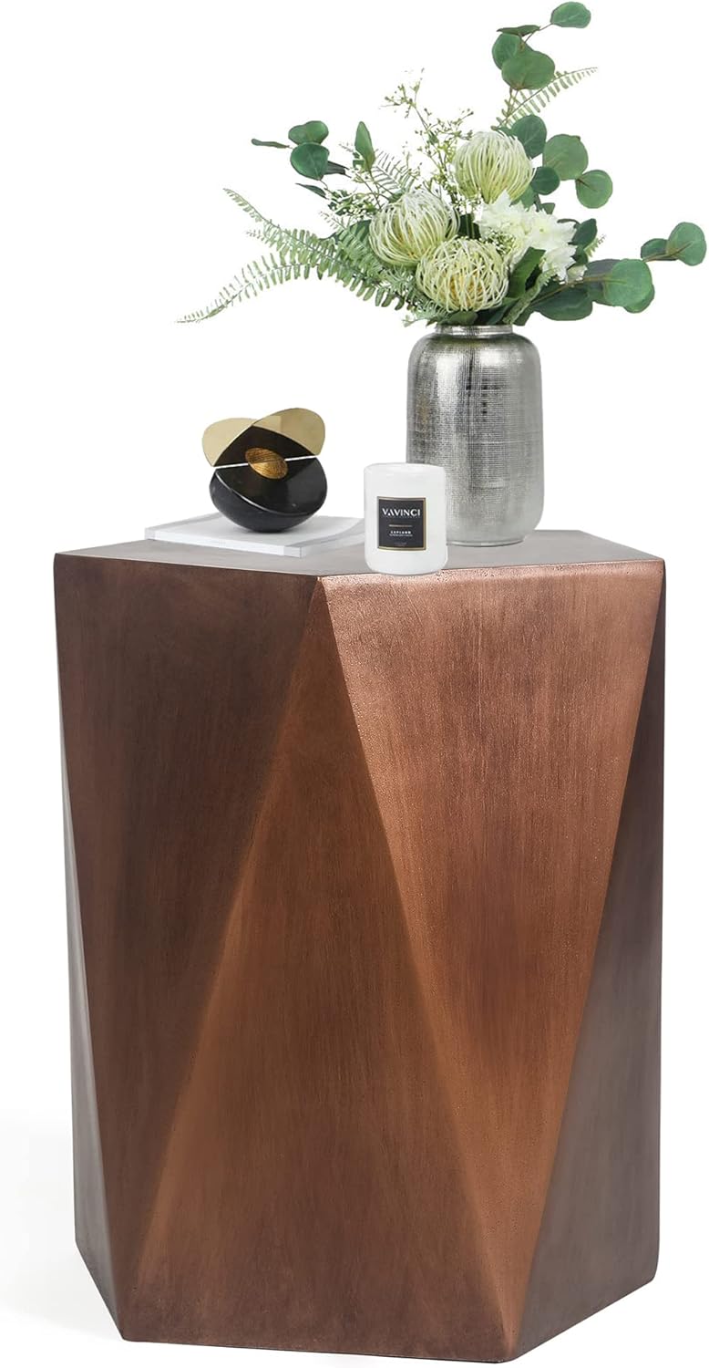 Concrete Outdoor Side, Accent End Coffee Table Plant Stand