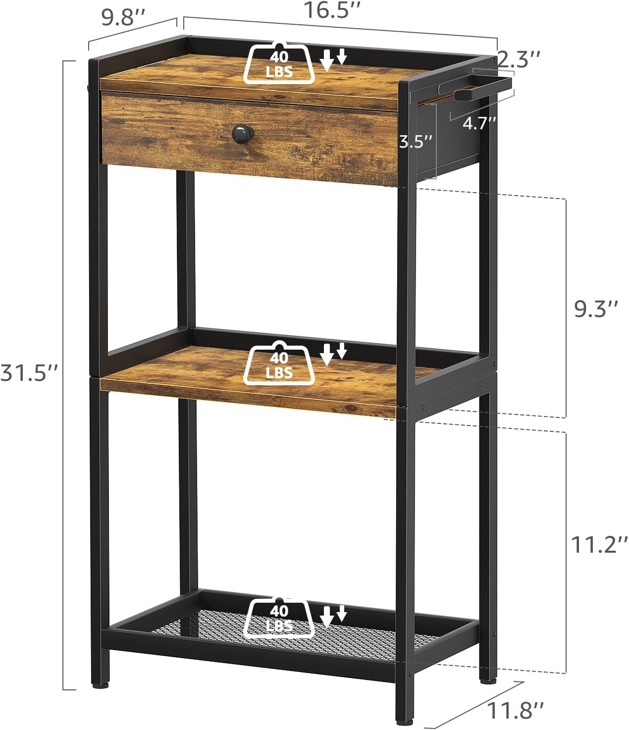 Farmhouse Bathroom Standing Shelf - Floor Freestanding Ladder Storage Shelves Organizer with Drawer Toilet Paper Holder