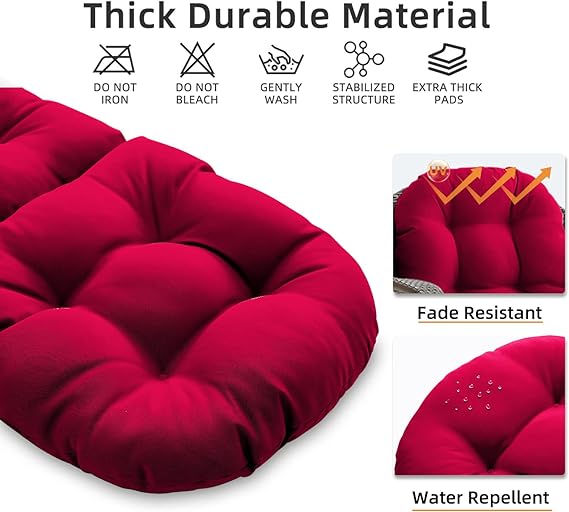 Chair Pads, Seat/Back Patio Cushions - Waterproof Solid Tufted Pillow, Indoor/Outdoor Pads with Ties