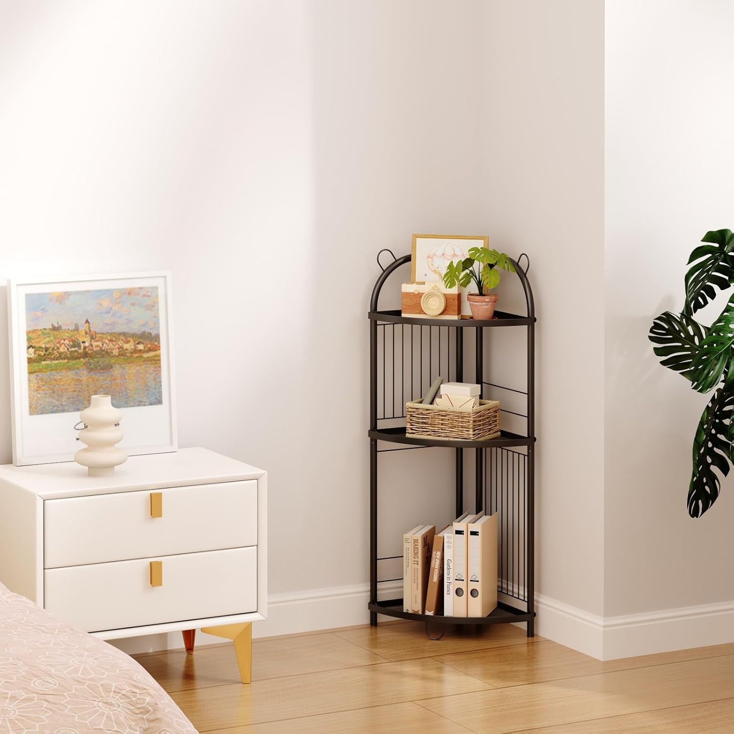 Small Toilet Shelf Metal Toilet Paper Storage 3 Tier Corner Bathroom Shelf Tiny Corner Shelf Unit
