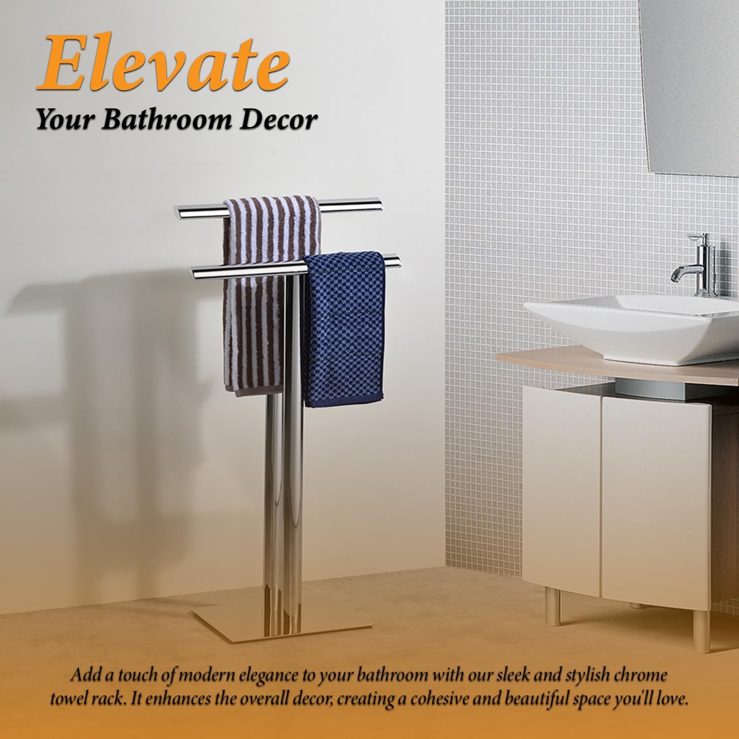2 Tier Freestanding Towel Rack, Bathroom Standing Towel Racks