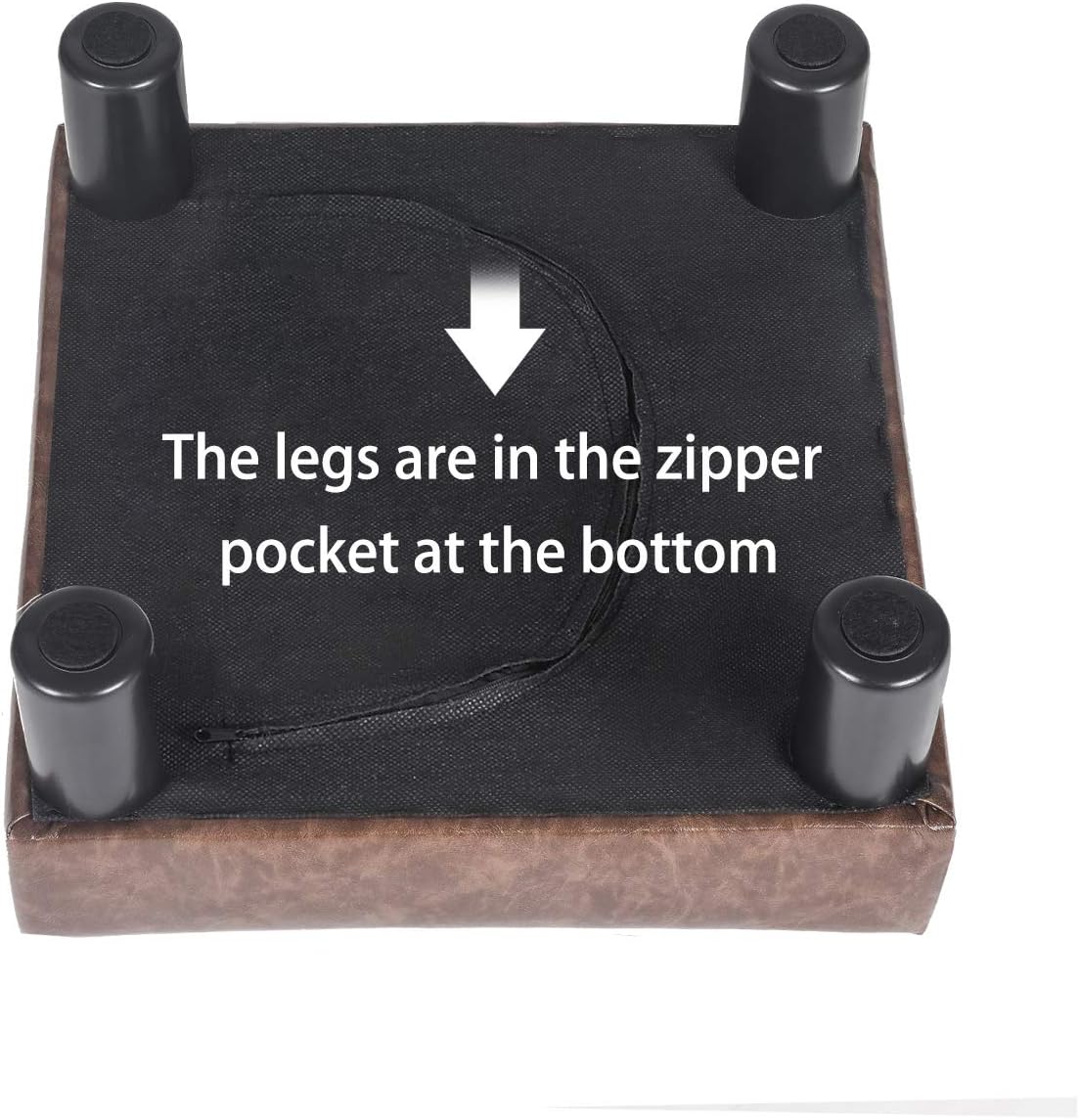 15’’ Small Ottoman Footstools- Waterproof Brown Distressed Faux Leather