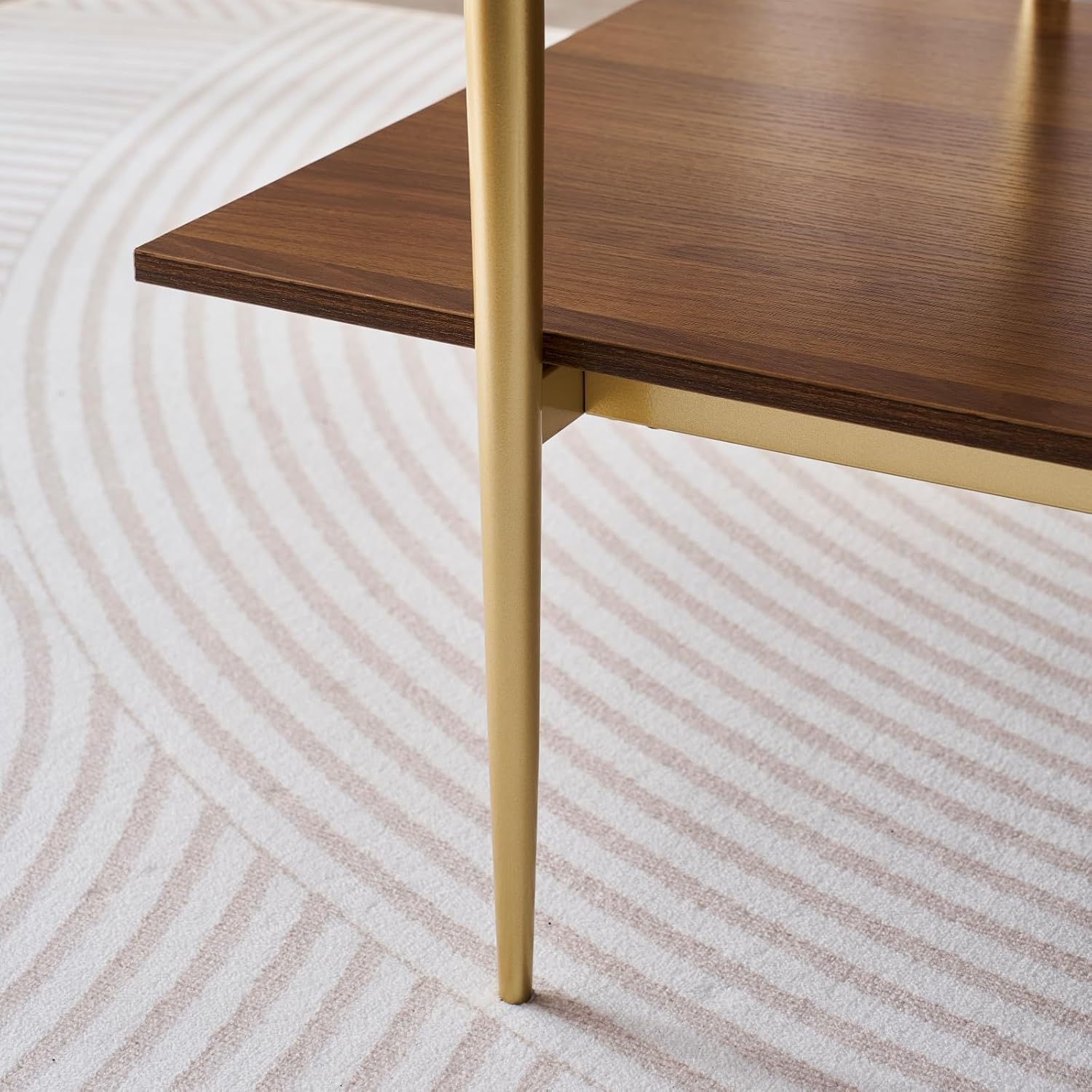 Rectangle Coffee Table, Mid-Century Modern Design, L41 W21 x H17, for Living Room, 2-Tier Structure