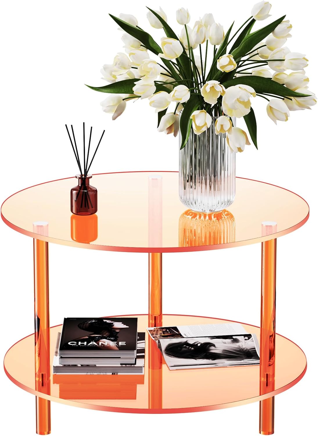 Acrylic Coffee Table, Small Round Modern Coffee Table