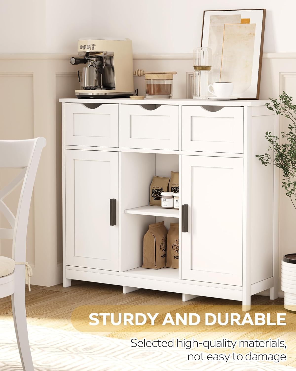 Storage Cabinets, Wooden Floor Cabinet, with Drawers and Shelves Storage Cabinets