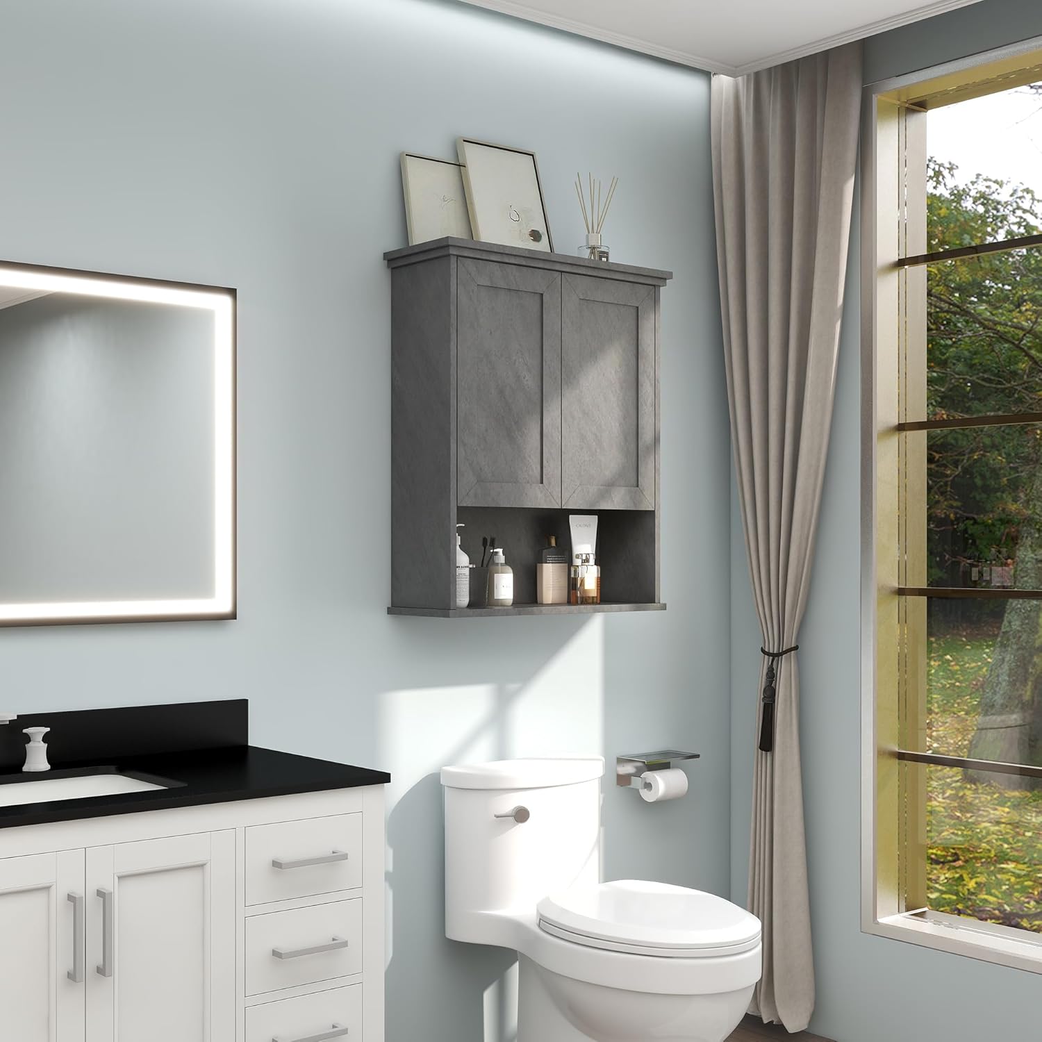 Bathroom Wall Cabinet Over Toilet Storage Cabinets 25x30 in Above Toilet Wood Medicine Cabinets for Bathroom Wall Mounted Cabinet