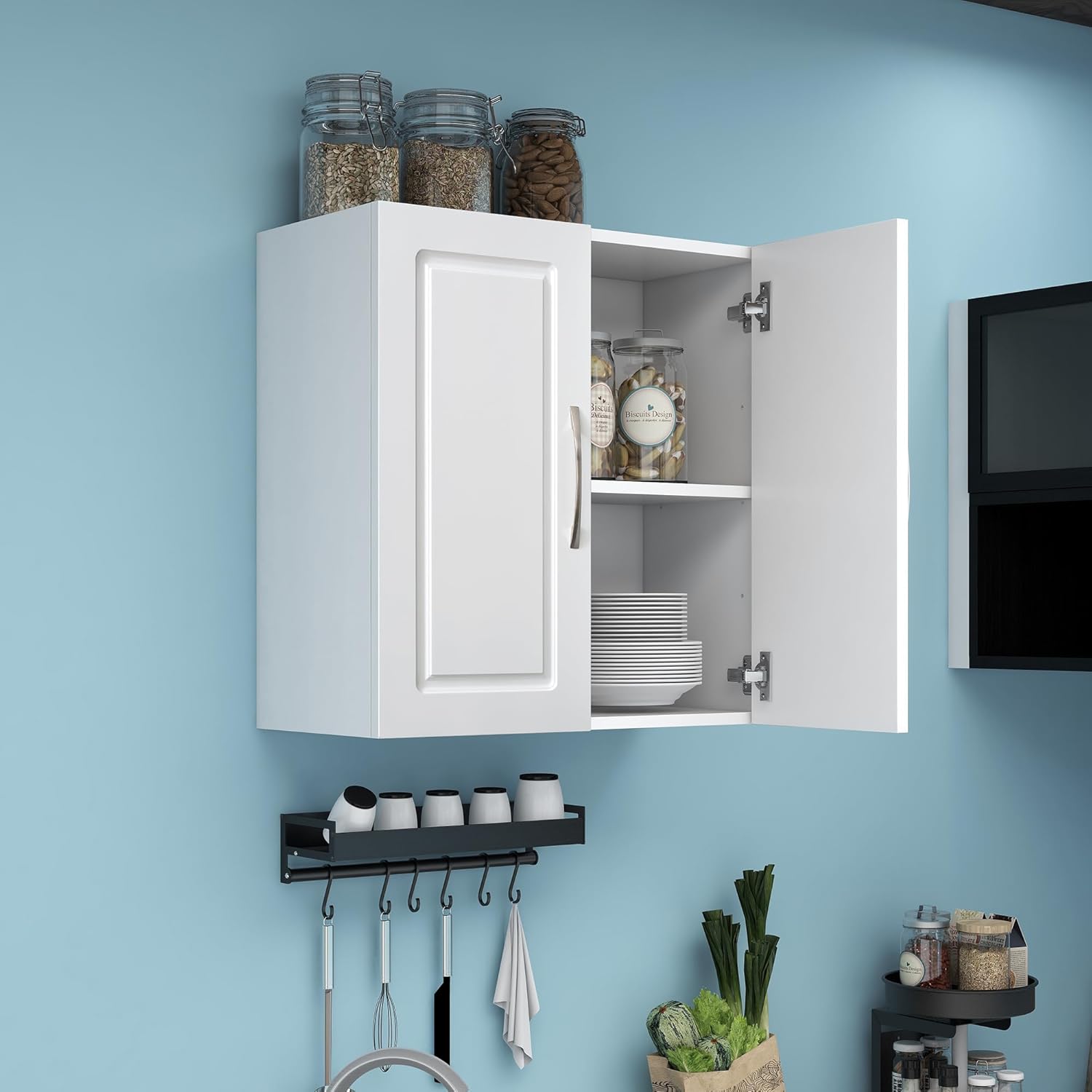 White Storage Cabinets, Bathroom Wall Cabinet Laundry Room Cupboard Over Toilet Space Storage Cabinet